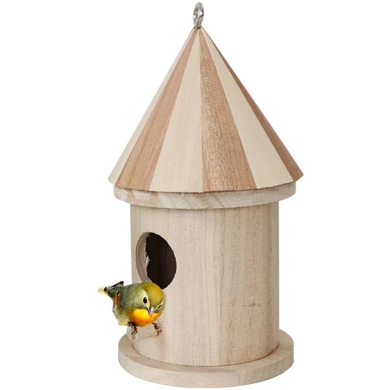 Wooden Hummingbird House Wild Bird For Outdoor Garden Yard Balcony Hanging Feeder Decoration Swallow Sparrow Nesting House