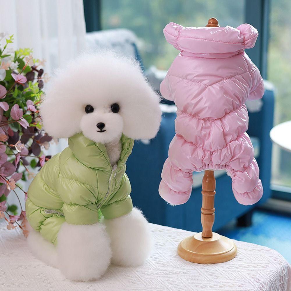 Dog Cat Pet Clothing Waterproof Clothes Faux Leather Down Jacket Pet Supplies Thicken Warm Puppy Coat Autumn and Winter Gift