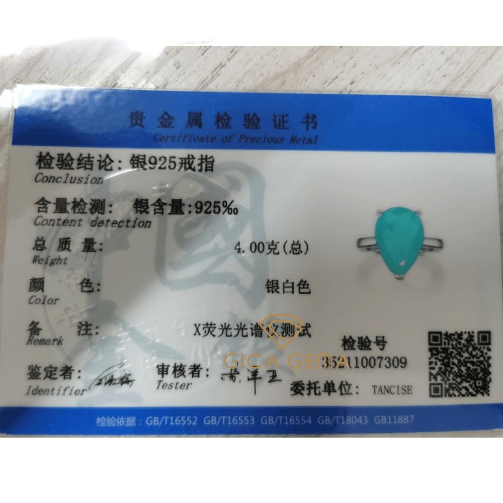 Gica Gema 100% 925 Sterling Silber 10*14mm Wassertropfen Synthese Paraiba Turmalin High Carbon Diamant Ring Frauen Party Edlen Schmuck