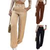 Ladies' Color Casual Fashion Double Breasted Pocket Pants