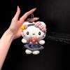 Anime Cartoon 12cm Hello Kitty Cowboy Doll Plush Toy Girl Schoolbag Pendant kawaii Gray Leopard Kitty Plush Keyring