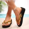 Fashion 2025 Sequins Decor Flip Flops for Women Wedges Thick Bottom Sandals for Ladies Beach Non Slip Wear-Resistant Slippers Mujer
