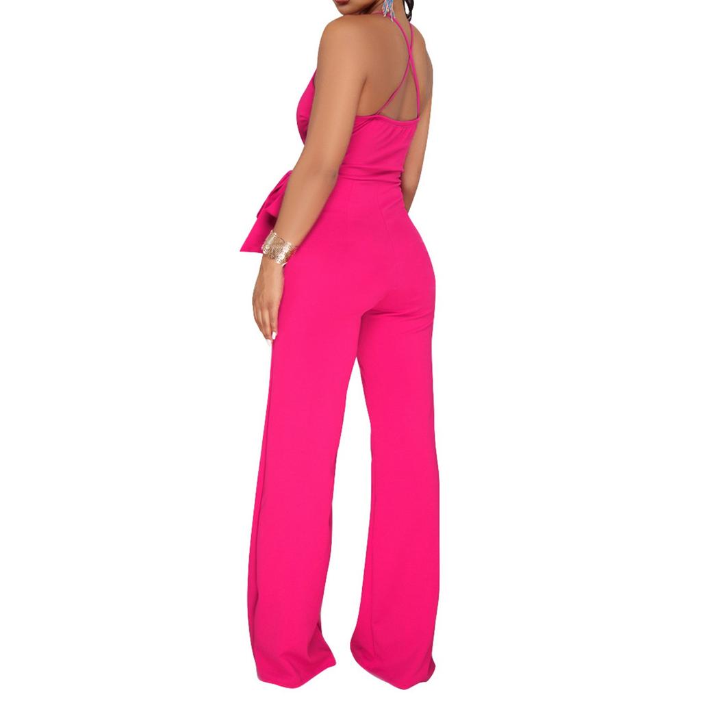 Women's Summer Jumpsuit Elegant Sexy Sleeveless Bodysuit Casual Wide Leg Pants