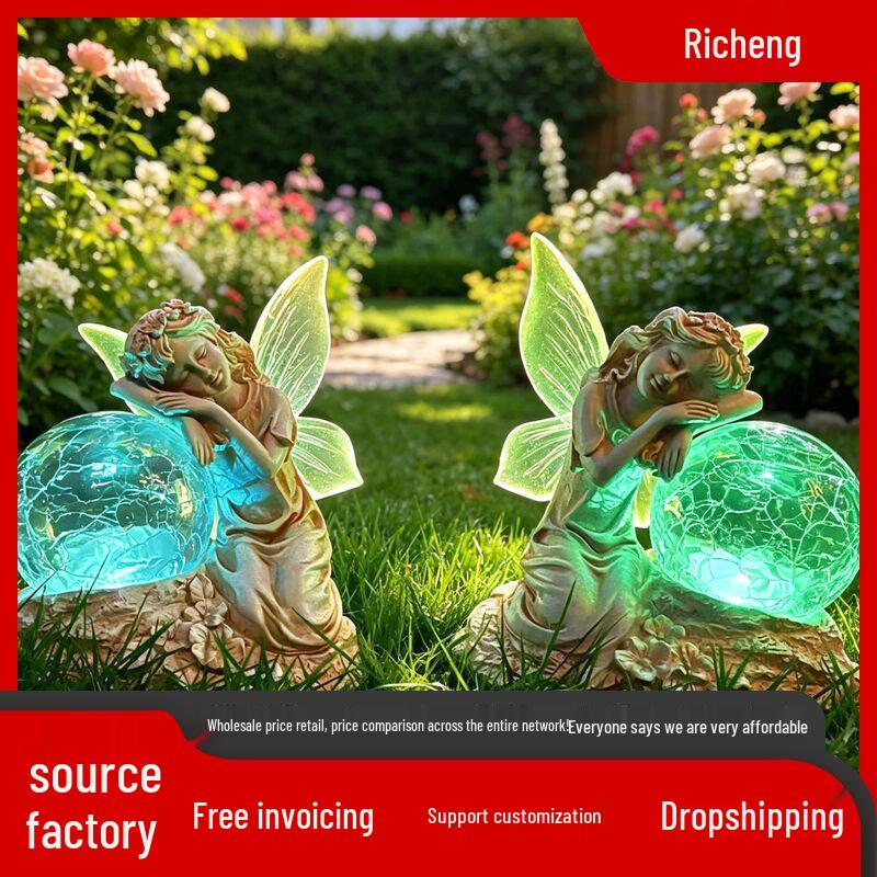 Angel-Shaped Solar Garden Lights: Outdoor Balcony Ornaments Automatically Illuminate at Night