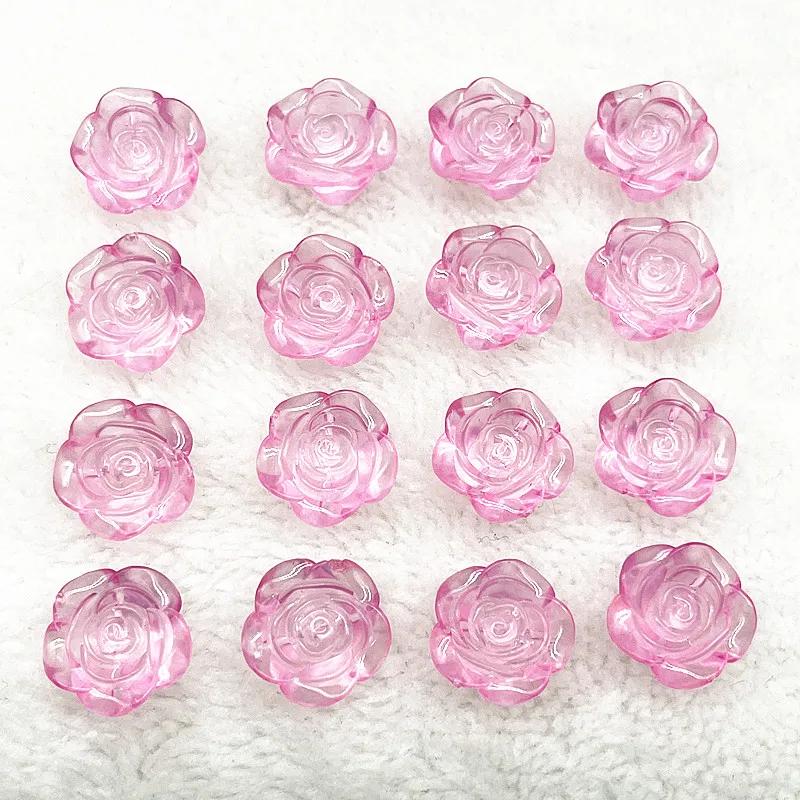 15pcs 20mm Colour Rose Flower Acrylic Loose Spacer Beads for Jewelry Making DIY Bracelet Accessories