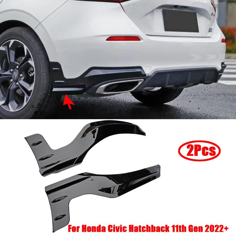 

MU Style Rear Bumper Extension Aprons For 2022 2023 2024 11th Gen Honda Civic Hatchback Glossy Black