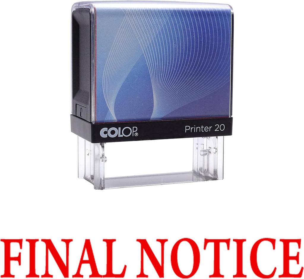 Final Notice Self Inking Rubber Stamp Custom Colop Office Stationary P20 Mini Stamper
