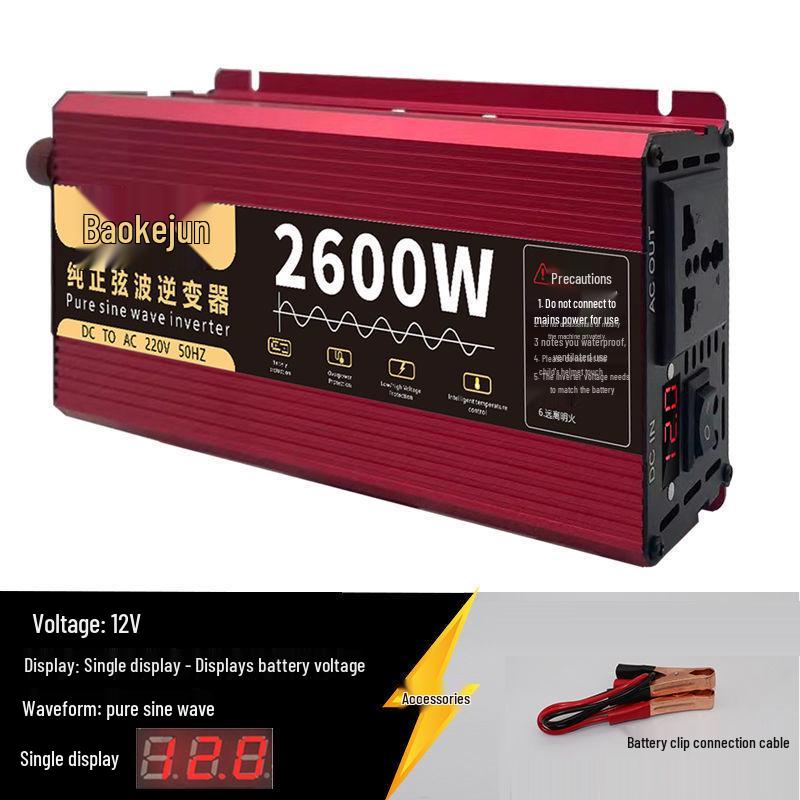 High Power Pure Sine Wave Inverter: 12V/24V Truck to 220V Electric Vehicle, 48V/60V Battery for Home or Car Use.