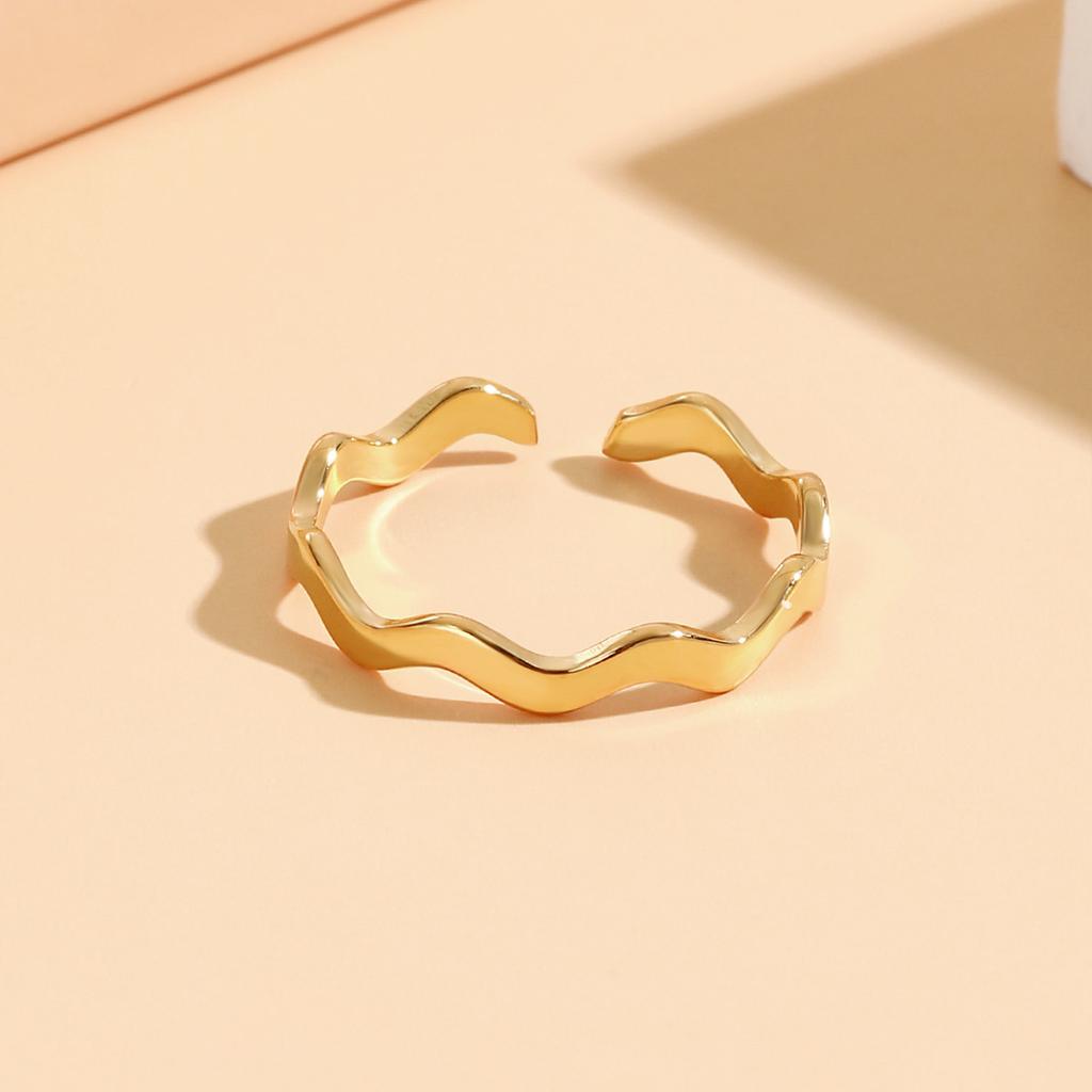 New Fashion Stainless Steel Wave Open Rings for Women Female Adjustable Geometric Möbius Rings Non-fading Jewelry Gift