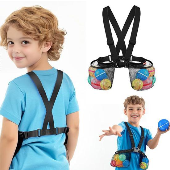 

Kids Water Balloon Jacket with 2 Storage Mesh Pockets Adjustable Shoulder Strap Design Pool Water Balloons Jacket Toys Organizer чорний