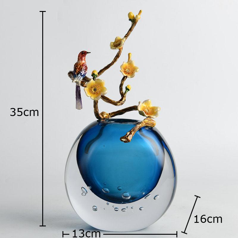 Enamel Colored Ocean Heart Glass Vase Desk Decoration Flowers Arrangement Transparent Blue Floral Vases Room Aesthetic Decor