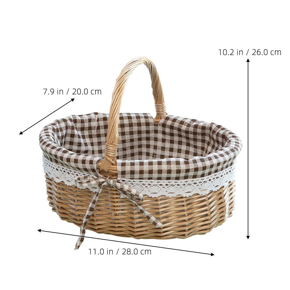 

Wicker Storage Basket Fruit Bread Snack Organizer Kitchen Picnic Harvest Shopping Basket With Handles Food Serving кавовий