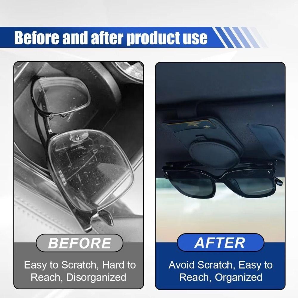 Cowhide Leather Sun Visor Sunglasses Frame Magnetic Eyeglass Hanger Clip Car Glasses Clips  Truck