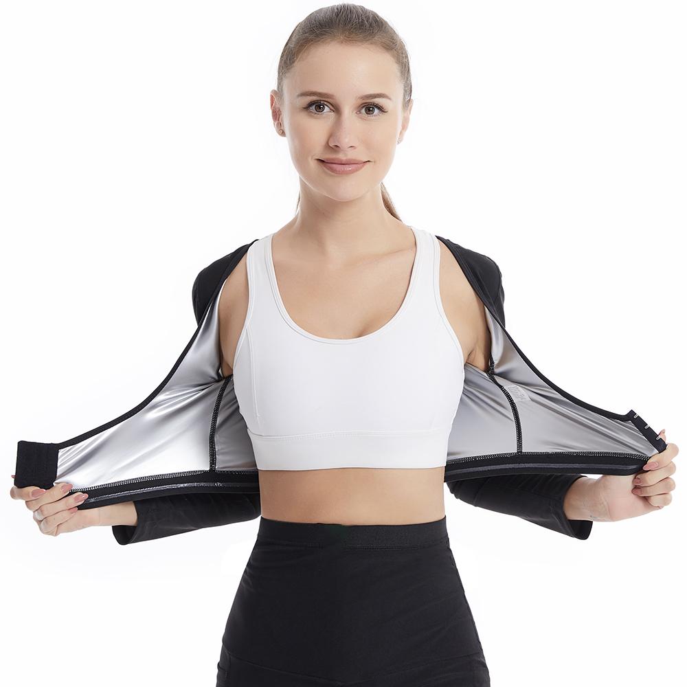 Langärmliger Arm-Schlankheitsformer für Frauen, Polymer-Sauna-Schweißweste, Workout-Tanktops, Formwäsche, Armtrimmer, Gewichtsverlust, Taillentrainer-Shirt