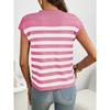 Summer New Women's Round Neck Top Knitted Casual Striped Sweater