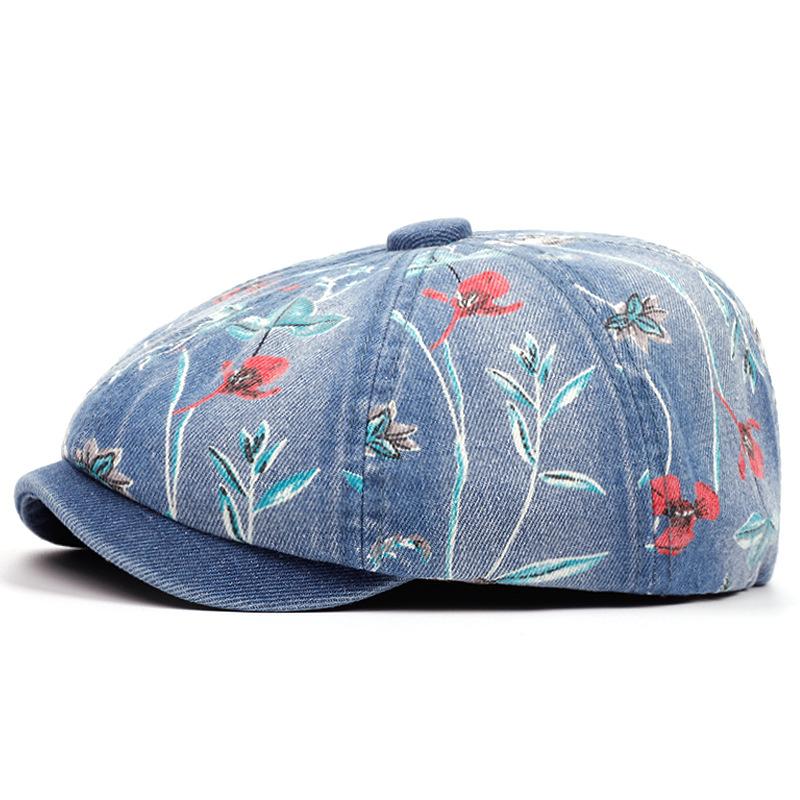 

Весна Новая Мода Богемный Тропический Принт Винтажный Ковбойский Берет Восьмиугольная Шляпа Четыре Сезона Модная Шляпа унисекс Все Подходит Выстиранная Кепка 56-62CM