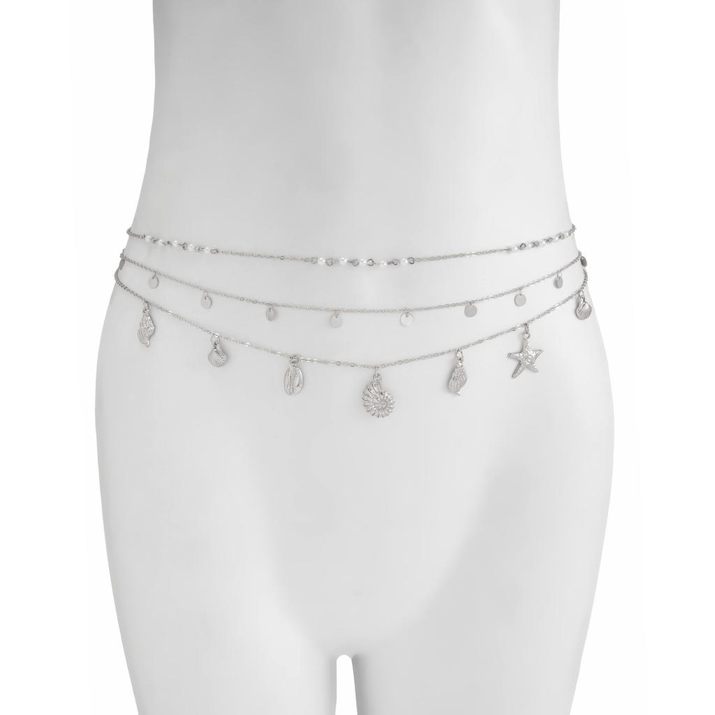 Mehrlagige Seestern Muschel Taillenkette Trendige Imitationsperle Sexy Bikini Goldfarbene Bauchkette für Frauen Mädchen Körperschmuck Geschenke