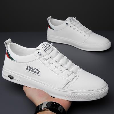 Herrenschuhe aus Leder Sommer neue koreanische Version Trend weiße Schuhe Herren weiche Sohle atmungsaktiv Mode vielseitig lässige Board-Schuhe Herren