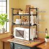 Kitchen Microwave Countertop Shelf with Hooks Stable Storage Organizer for Spices & Utensils Stable Standing Rack with No Wobble