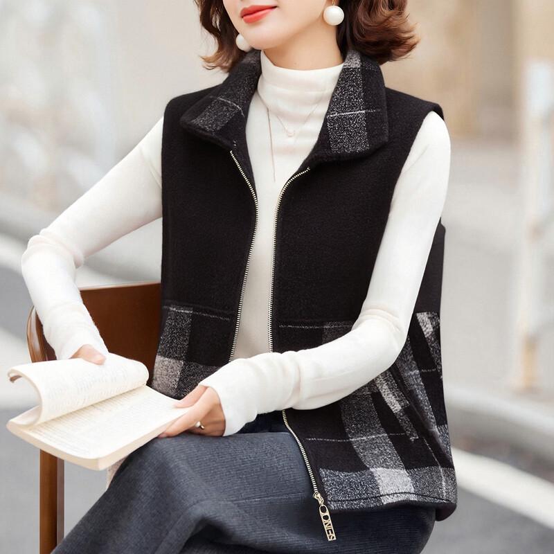 

Pasite Women s Autumn Versatile Knitted Lapel Vest 3XL