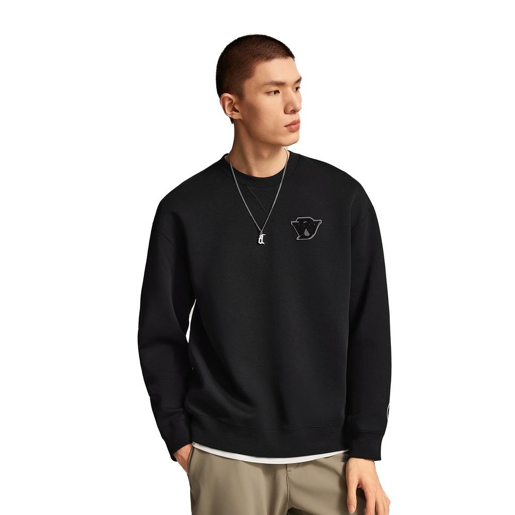 Li Ning Wade Series Loose Fit Round Neck Printed Letter Sweatshirt Men Sweatshirt AWDV735-1