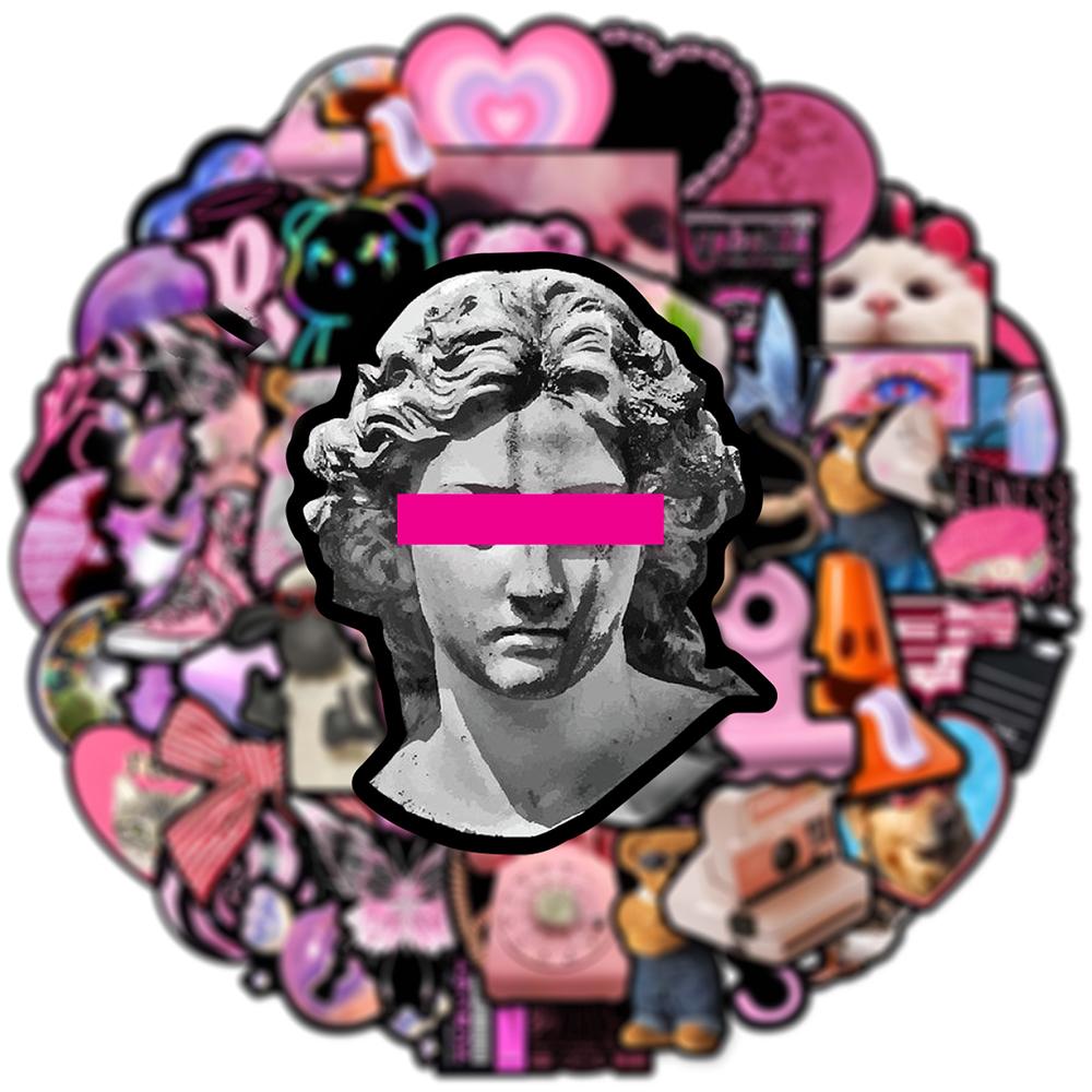 10/50pcs Vintage Pink Egirl Charm Y2K Stickers Aesthetic 90s Graffiti Stickers for DIY Luggage Laptop Skateboard Motorcycle Bicycle Stickers