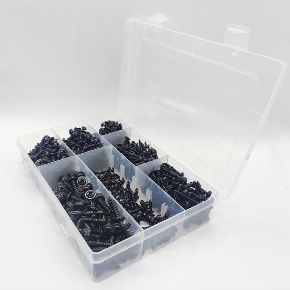 700pcs/set Carbon Steel Self-drilling Screw Fully Threaded High Hardness Cross Recessed Screw Rust-Resistant Self-Tapping Screw