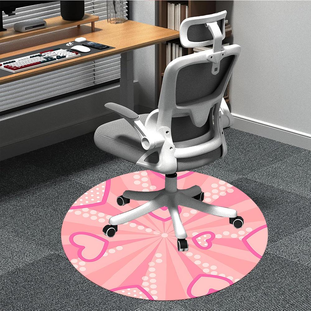 1pc Pink Hearts Pattern Office Round Rug, Carpet for Office, Gaming, Lightweight Round Floor Mat Yy260208008