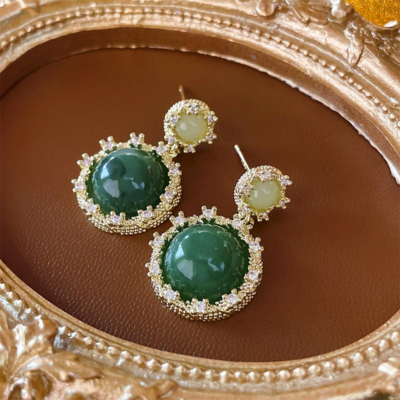 

Elegant Retro Zircon Resin Sterling Silver Geometric Earrings for Women