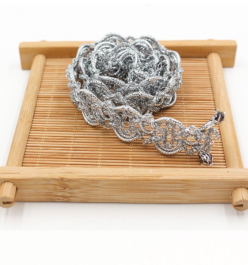 Ruban d'habillage en dentelle or argent 5Yards, tissu en dentelle courbe, couture mille-pattes tressé, ruban en dentelle, artisanat de mariage