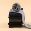 Zopfmuster Herren Wadenhoch Unifarben Winter Fleece Verdickt Warm Boden Socken, Freizeit Business Wadenhoch Herren Handtuch Socken