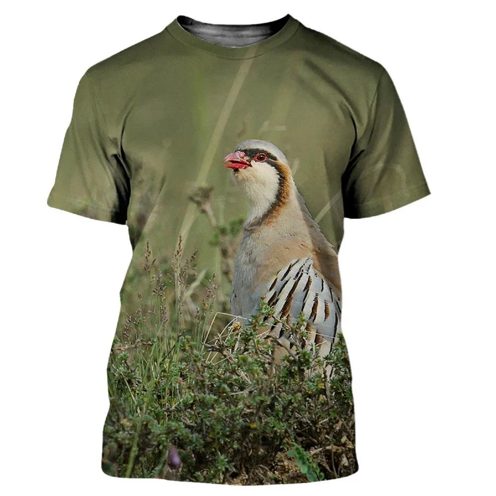 Camouflage Hunting Animals Quail 3D Print Summer Men's O-Neck T-shirt Casual Short Sleeve T Shirt