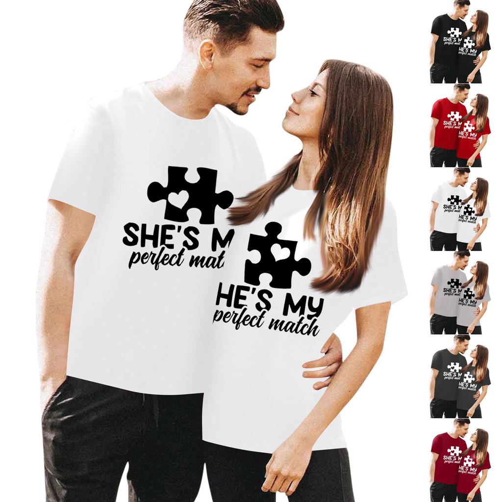 Men's Casual Round Neck Short Sleeve Pullover Valentine's Day Printed T-Shirt