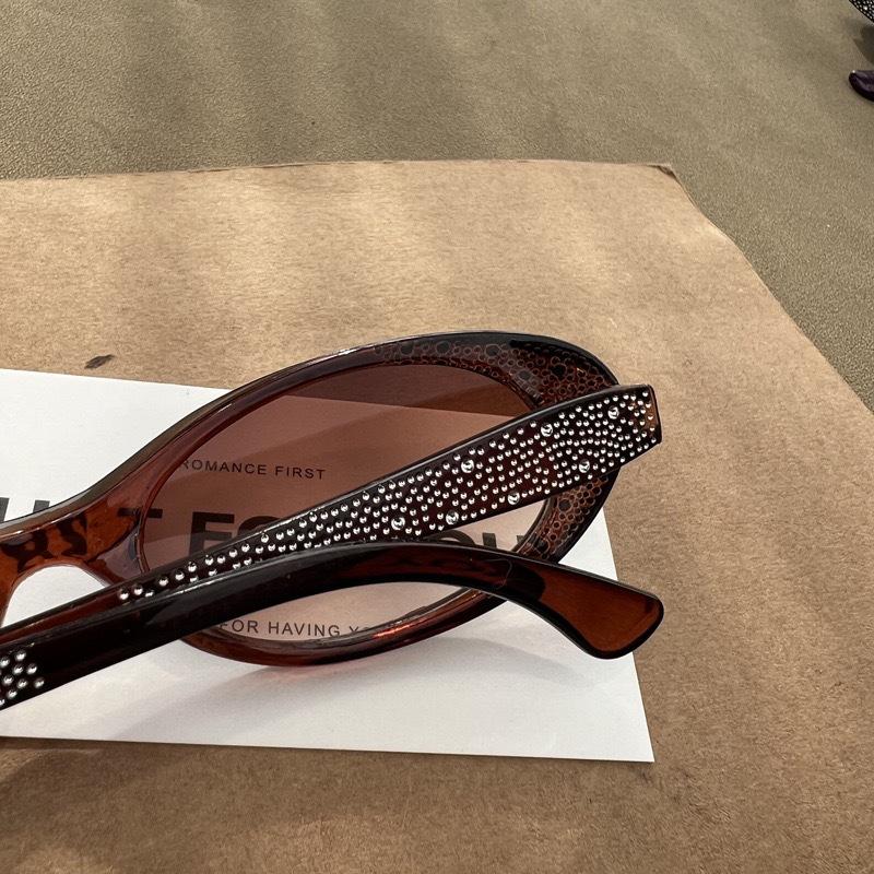 Oval Diamond-Set Sunglasses, Sunglasses For Women'S Uv Protection, Street Sunglasses For Driving