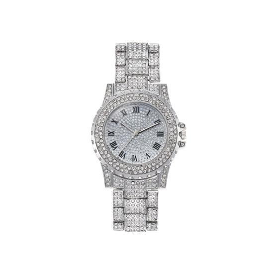 

Women s Rhinestone Bracelet Watch Alloy Roman Numerals Quartz Wristwatch with Densely Set Crystals, Lightweight Design for Office Party Date срібний