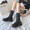Fashion Women's Boots Fashion Motorcycle Boot Luxury High-tops Leather Boot Non Slip Platform Boots for Women Knight Boots Botas Mujer