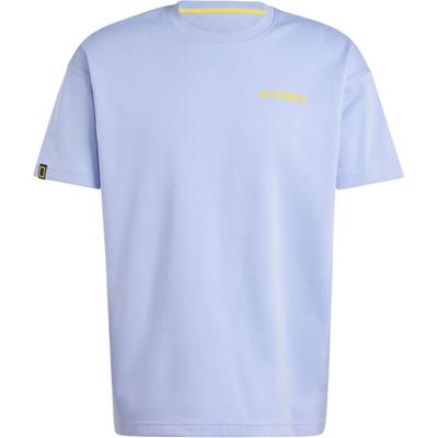 adidas Camiseta Gráfica X National Geographic Outdoor Secagem Rápida Solta Manga Curta Tops Unissex Azul Claro IX5615