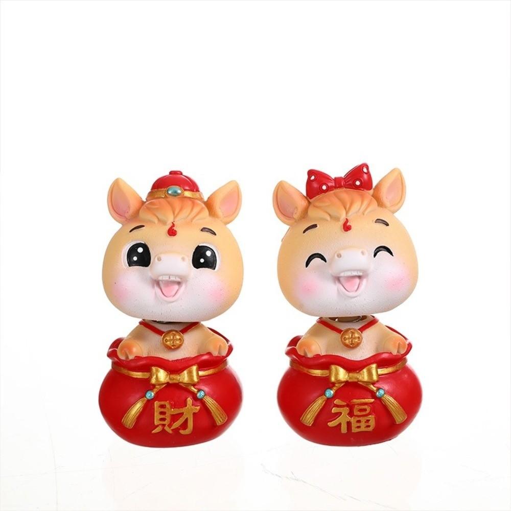 Cartoon Shaking Horse Ornament Cute Zodiac Horse Sculpture Festival Ornament Home Decoration