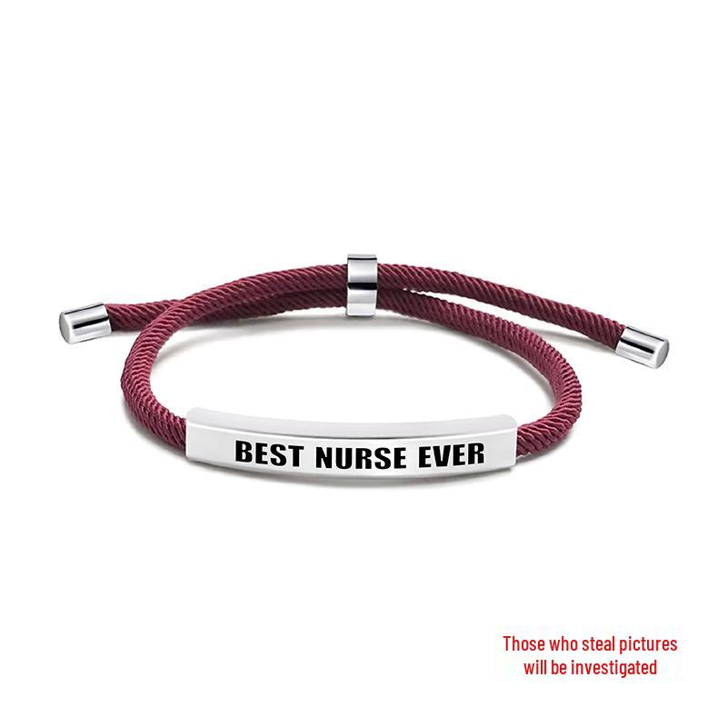 Multi-Color Engraved Stainless Steel Rope Bracelet: Nurse's Day Commemorative Christmas Gift