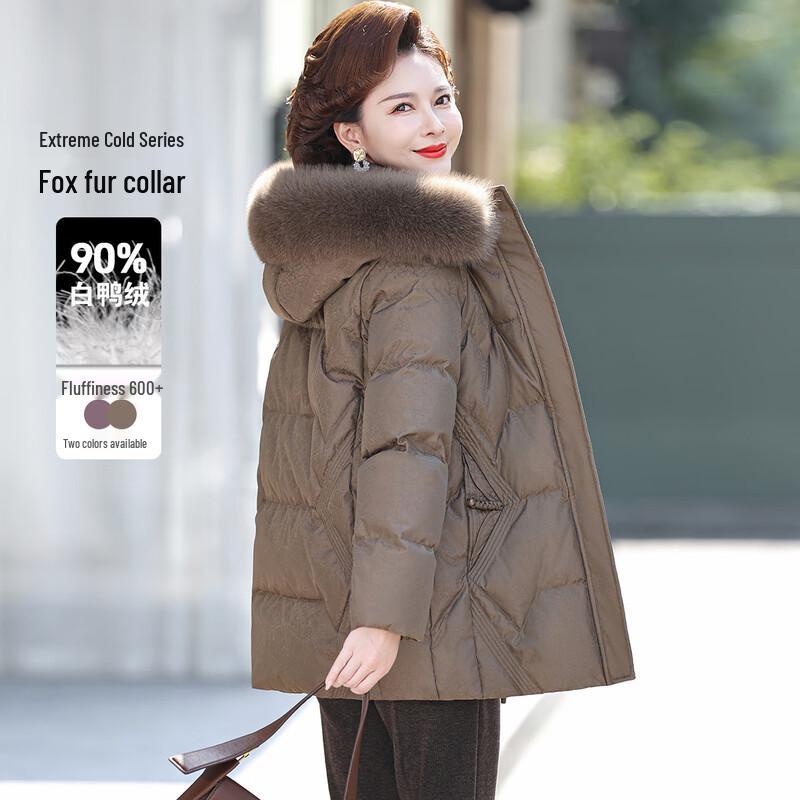 WoXue Women's 2025 Winter Thickened Mid-Length Hooded Duck Down Jacket
