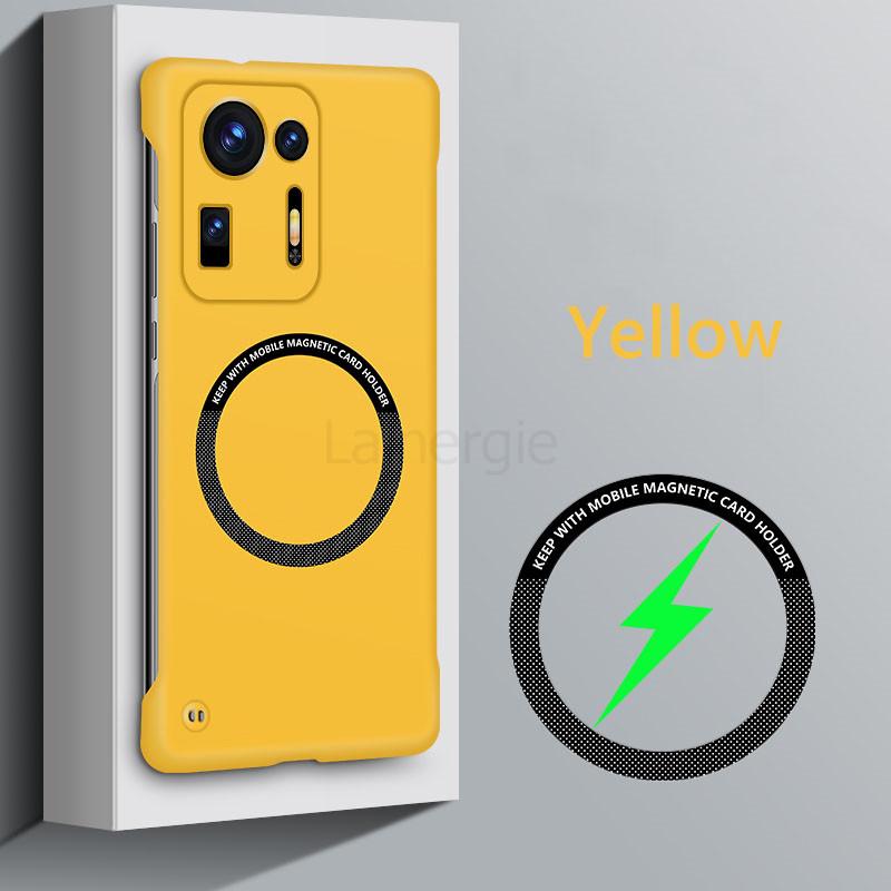 

Безрамочный Магнитный Тонкий Чехол для Magsafe для Xiaomi Mi Mix 4 Mix4 5G Беспроводная Зарядка Жесткая Задняя Крышка For Xiaomi Mi Mix 4 жёлтый