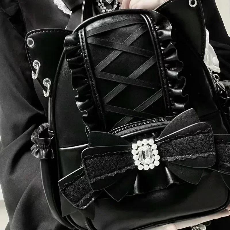Lace Cat's Ear School Bag Japan Ita Mochila Cute Large Capacity Mochilas Bow Women Bags Student Backpack