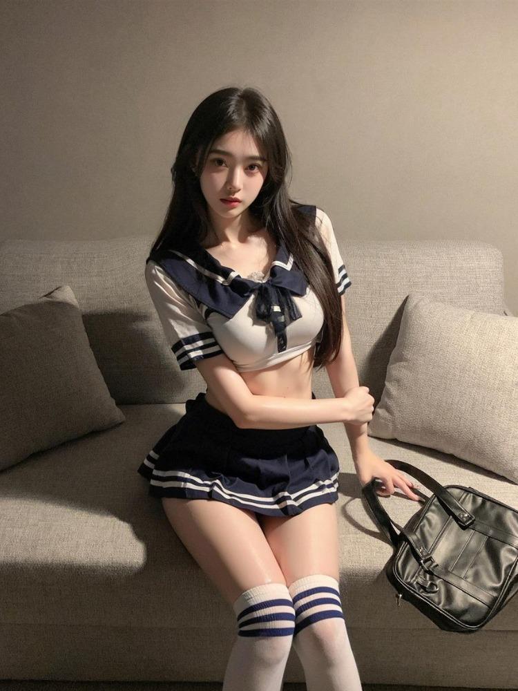 Cosplay Costumes School Student Uniform Role Play Apparel Women Cute Mini Skirt Tight Blouse Set College Girl Anime Stage Show