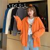 Casual Sweater Jacket Women's Thin Loose Korean Version Short Man with Bf Hooded Zipper Cardigan