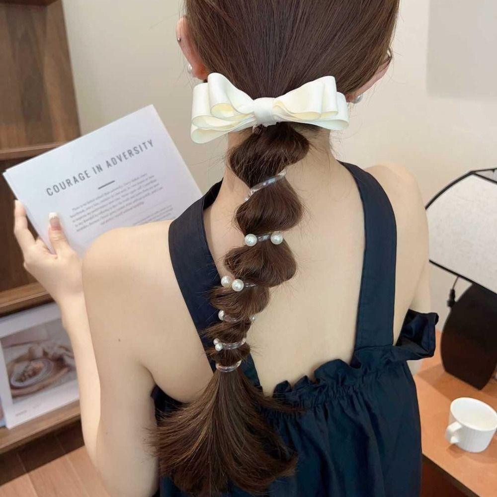 Hohelastisches Schleifen-Blasen-Geflochtenes Kopfseil Perlen-Telefon-Draht-Haarseil Party