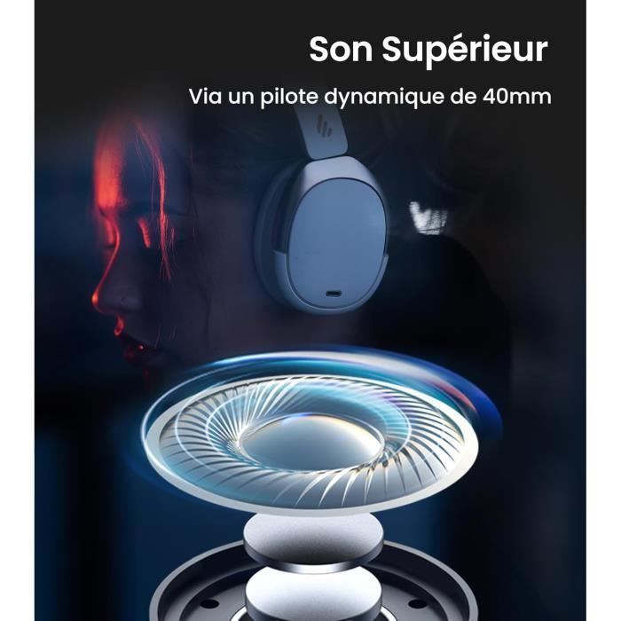 Casque Bluetooth - Edifier - WH950NB - Réduction de Bruit Active - 55H Autonomie - LDAC Hi-Res