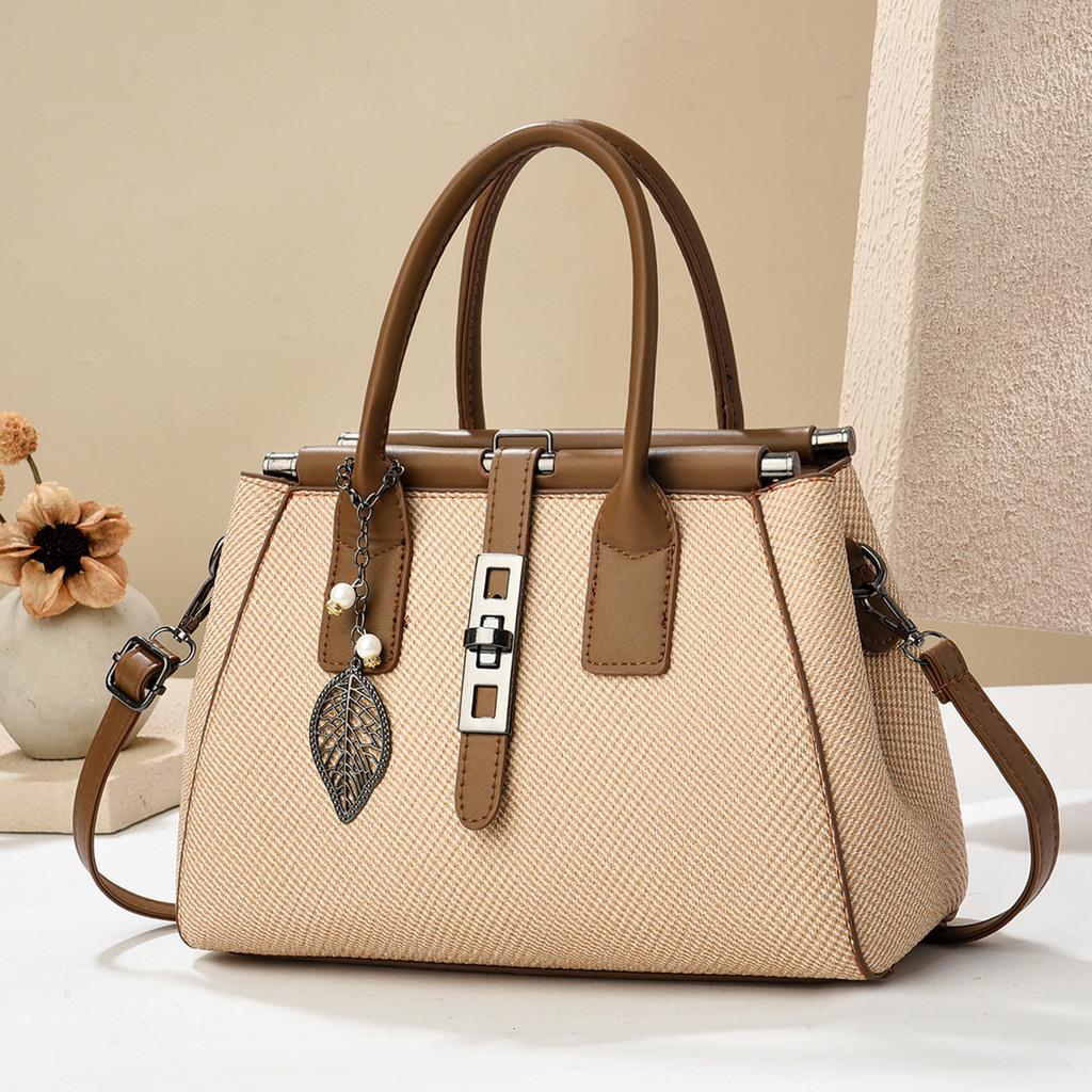 Leaves Bag Pendant Fashion Pu Inner Compartments Stitching Elements Daily Outing