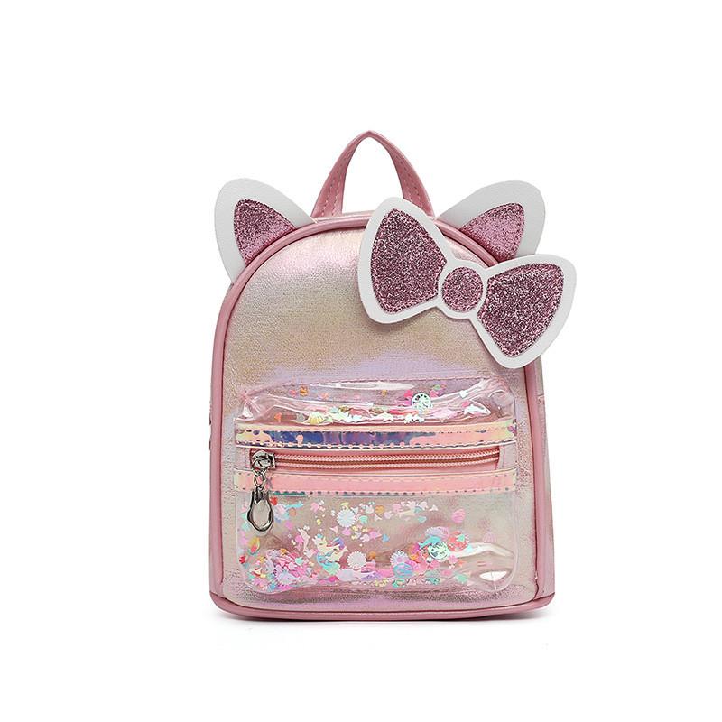 Childrens Cartoon Butterfly Bow Ears Pu Backpack For Kindergarten Daily Use