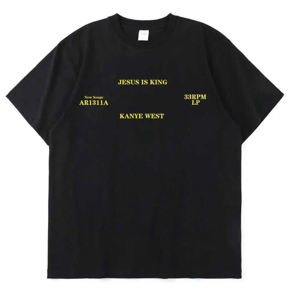 Kanye West Stejný styl Jesus Is King Grafický potisk Tričko Unisex Unisex Harajuku Móda Kulatý výstřih Bavlna Krátký rukáv Letní Nové Tričko