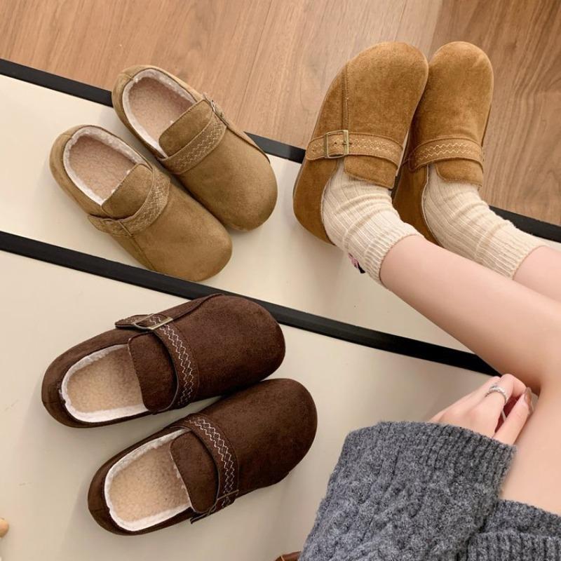 Winter velvet women's new comfortable warm cotton shoes retro casual lazy pedal bean shoes